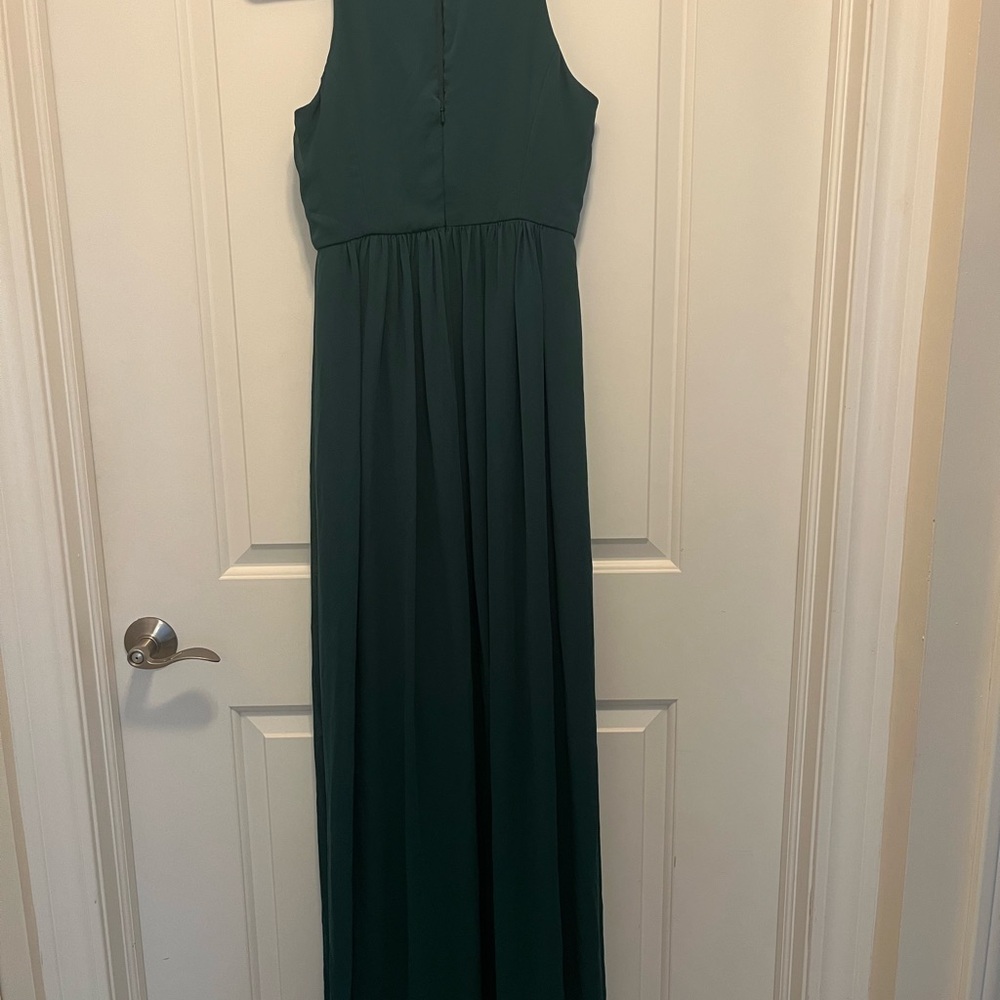 Green Ruched Halter Maxi Dress for Weddings - Bridesmaids